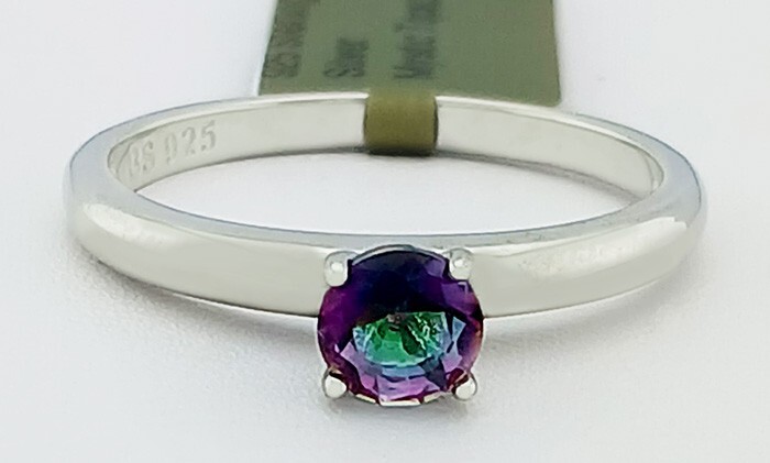 LAB CREATED  0.65 Cts MYSTIC TOPAZ RING Solid .925 Sterling Silver - NWT