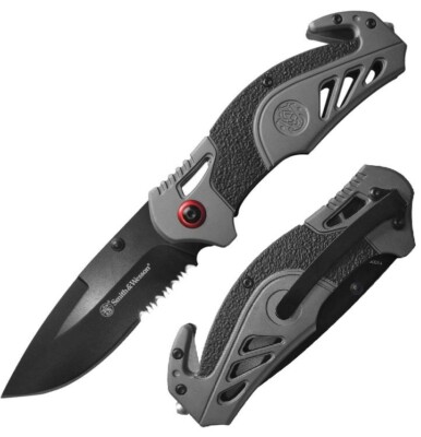 Smith & Wesson Assisted Folding Knife 3¼  Stainless Blade Aluminum/Rubber Handle