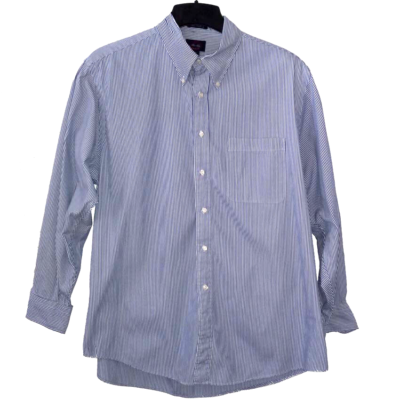 allen solly dress shirts Allen Solly Men's shirt Essex Pinpoint Dress Oxford size L 17 32-33 Blue  Stripe