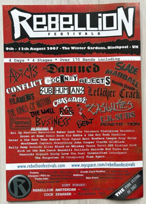 REBELLION 2007 - Full page UK magazine ad THE DAMNED ADICTS SLADE CONFLICT RUTS