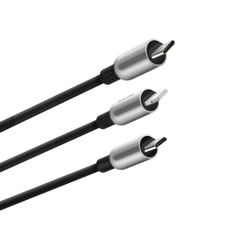 3-in-1 charging Cable cord for Apple Micro-USB for Samsung iPhone black 5 ft - Image 4 of 4