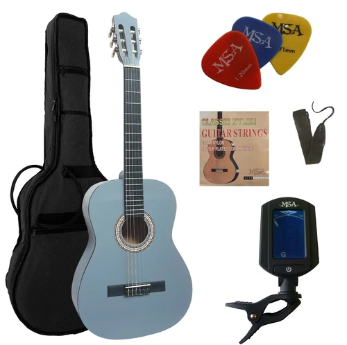 GITARRE 4/4 STARTER KIT SCHULUNG KONZERTGITARRE CLASSIC ZUBEHÖR SET TASCHE C28