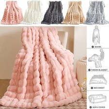 Super Soft Faux Rabbit Fur Throw Blanket Bedspread Sofa Throw Cover Bed Throw