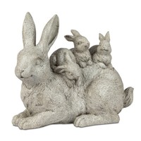 Hasengruppe 33 Cm Stone-Weiss Hase Mit Baby Osterhase Formano 735270 Osterdeko