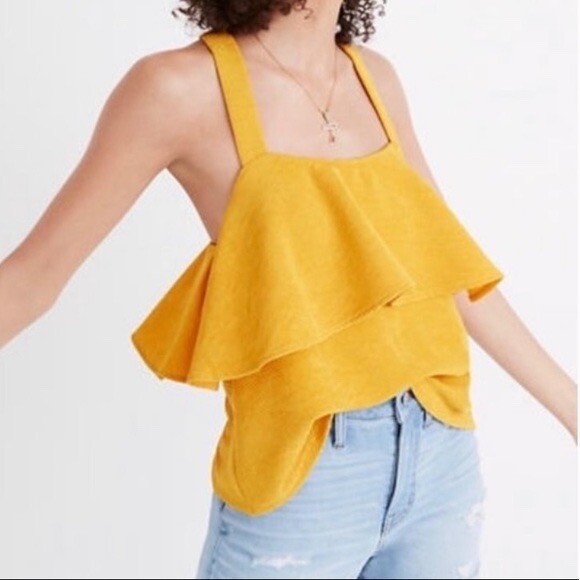 Madewell Texture & Thread Yellow Mustard Gold Ruffle … - Gem