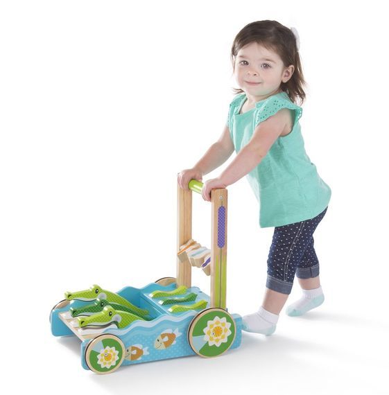 melissa & doug rattle rumble wooden push toy and activity walker