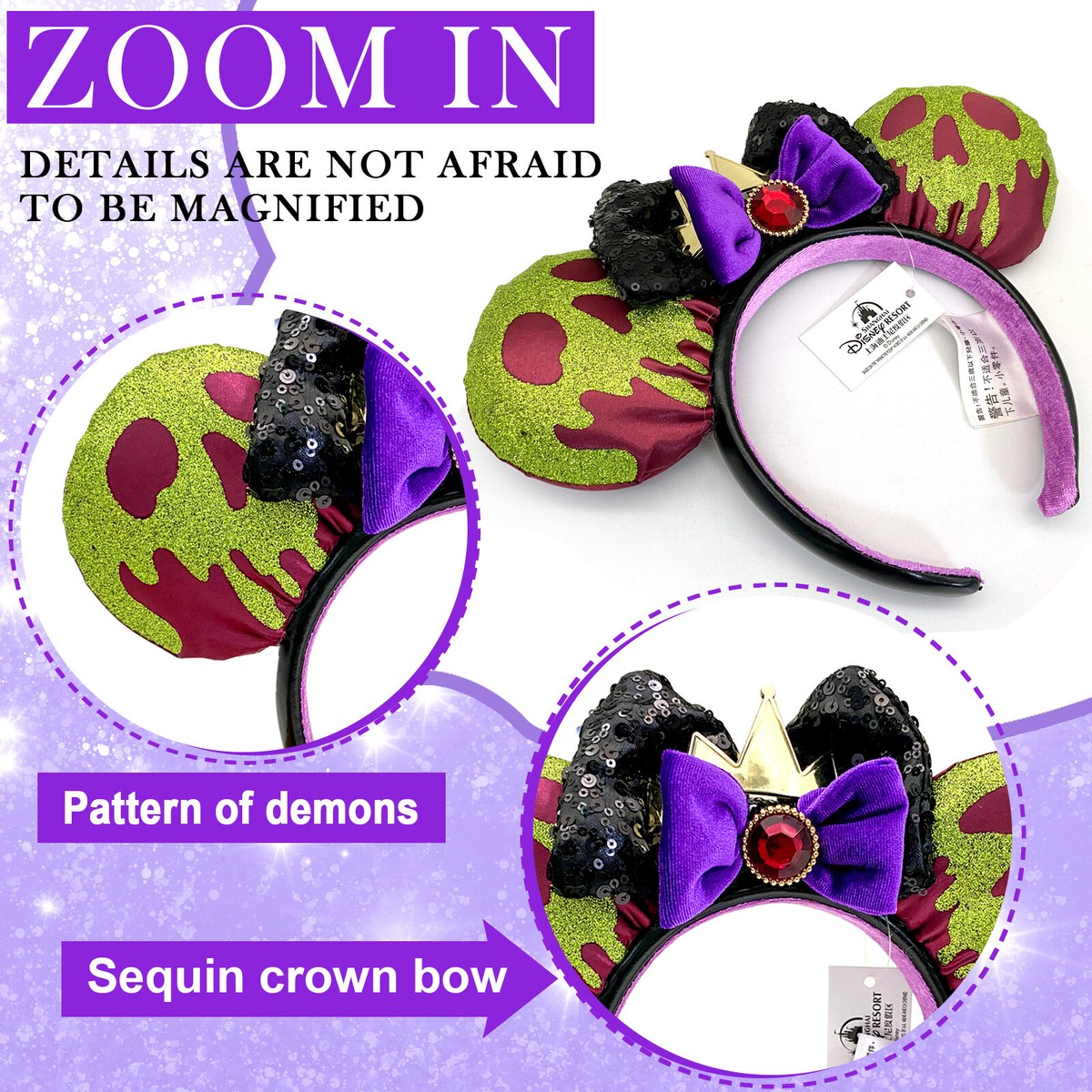 Disney Parks Snow White Evil Queen Poison Apple Ear Ears Headband New 2024 Disney Parks Snow White Evil Queen Poison Apple Ear Ears  main image 4