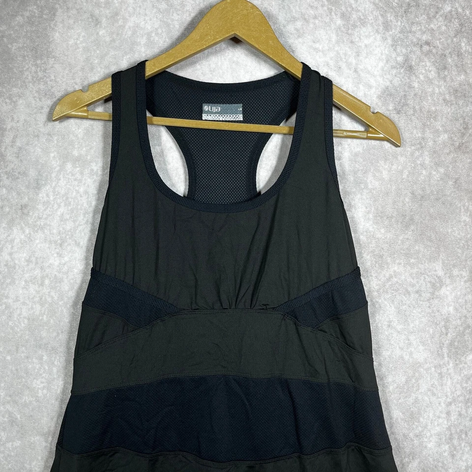 Lija Tennis Dress Women Large Black Paneled Sleeveless Racerback Athleisure Golf - Image 2 of 4
