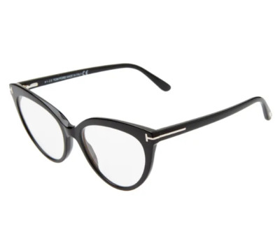 Tom Ford Womens Black 54mm Blue Eye Blocking Cat Eye Optical Glasses R1035