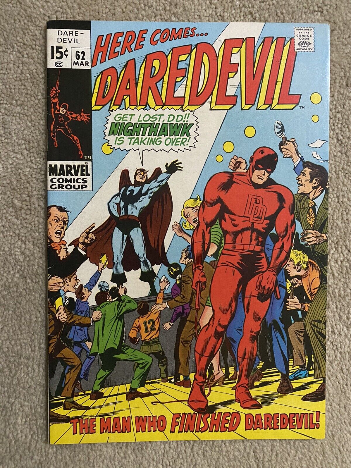 DAREDEVIL # 62 ( 1970 ) NIGHTHAWK! MARVEL COMICS SHARP COPY!