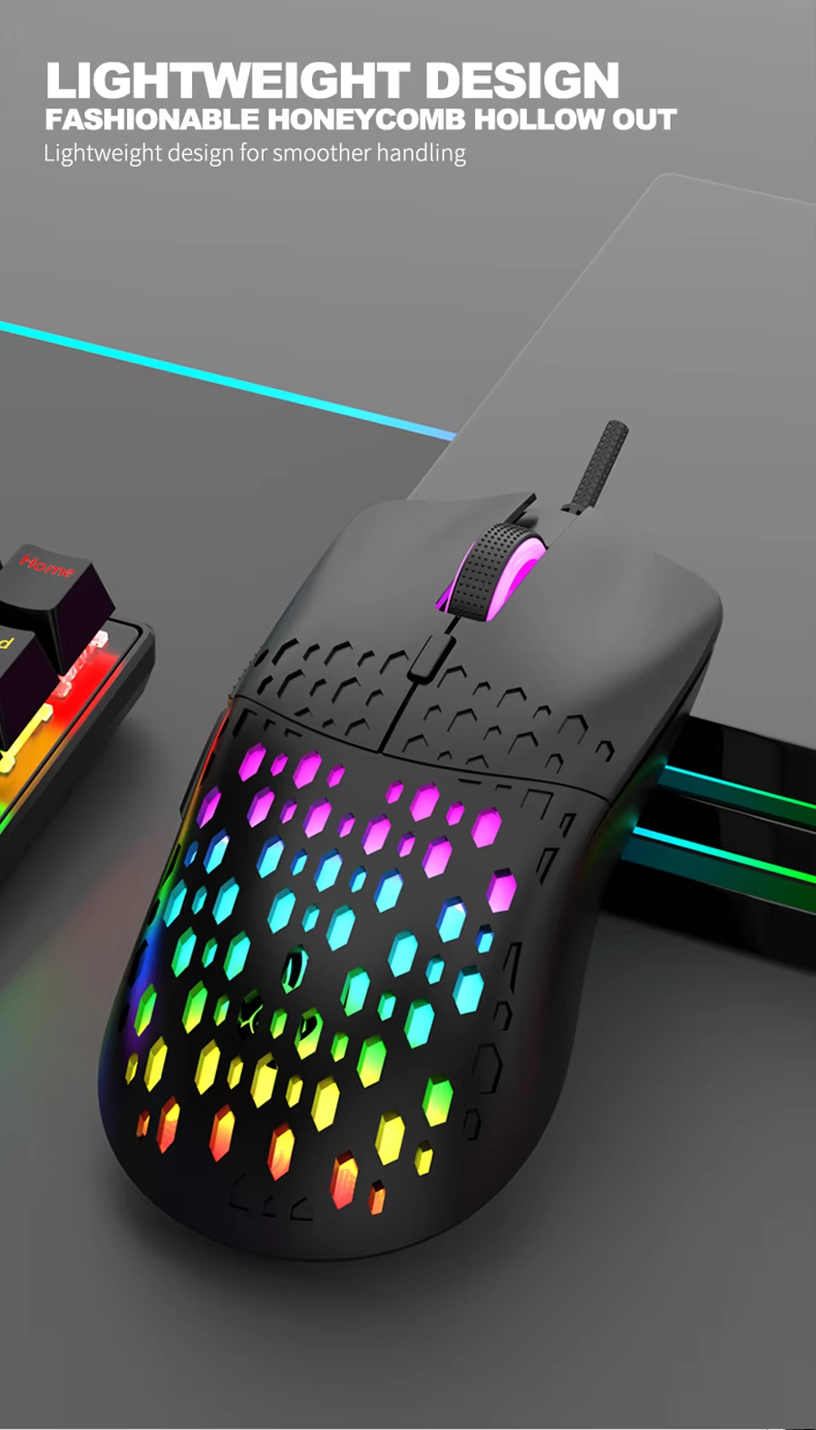 Black Honeycomb Wireless Computer Mouse