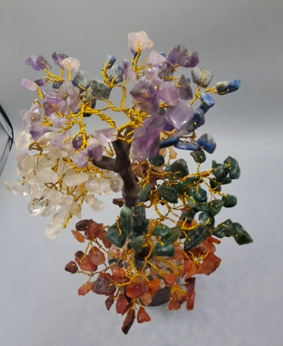 Feng Shui Money Tree Stone/Multi Color Gem and Metal Decorative Figurine - Picture 2 of 11