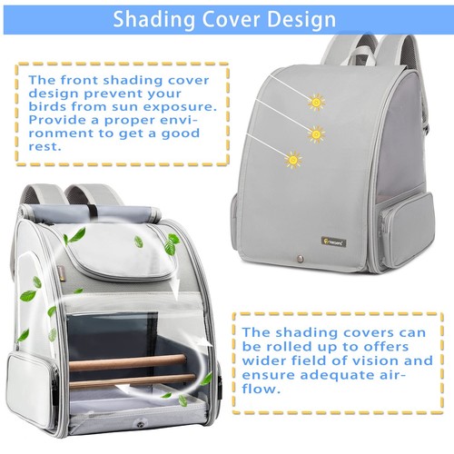 Bird Carrier Backpack - Pet Travel Cage with Upgraded Tray and Standing Perch... - Picture 4 of 8