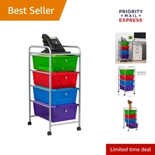 Durable Rolling Cart with Drawers, 12.75”L x 15.25”W for Home Organization