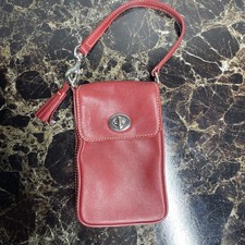 Vintage Coach Red Turn-Lock Leather Wristlet Wallet - Mint