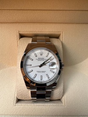 rolex datejust, 41mm, oystersteel, white dial, brand new, 2023