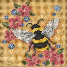 Honey Bee Beaded Counted Cross Stitch Kit Mill Hill 5.25 x inches, multi