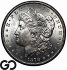 1878 7TF Morgan Silver Dollar Coin, Nice Lustrous Gem BU++