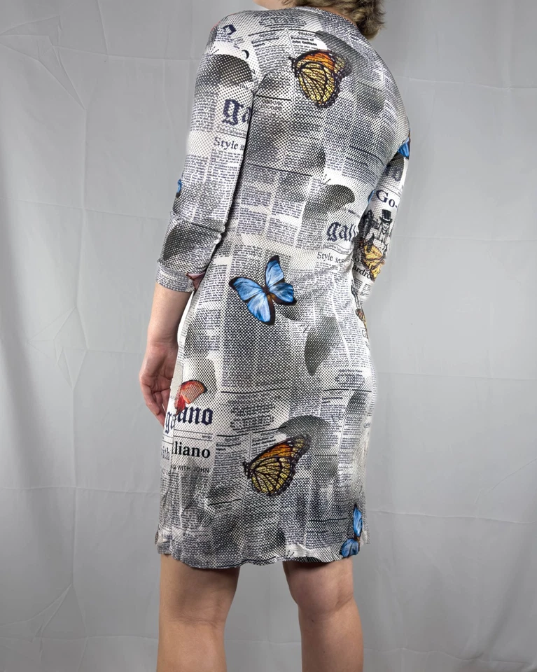 JOHN GALLIANO Iconic Newspaper Gazette Print colour tunic dress size 28/42 - Image 4 of 4