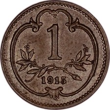 AUSTRIA coin 1 Heller 1915 About Uncirculated