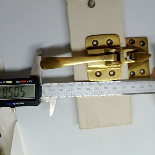 4 rare 3/4" offset ICE BOX CATCH lever aged solid Brass heavy 4 "cast meat safe - Picture 14 of 17