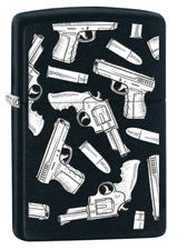 Zippo Guns and Bullets Pattern Lighter, Black Matte NEW IN BOX