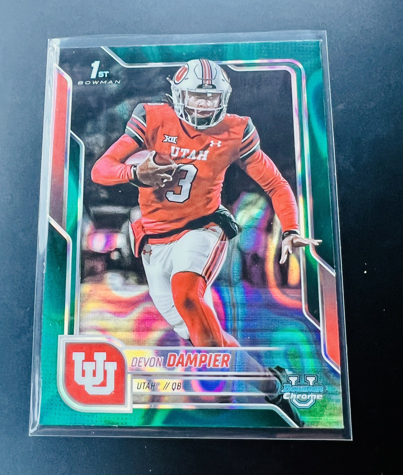 Devon Dampier #3 2025 Bowman University Chrome Teal Lava Refractor