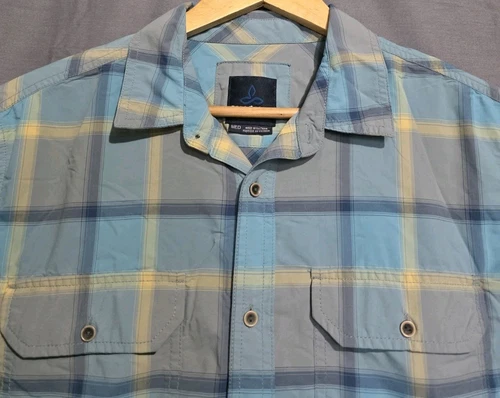 Prana Shirt Mens M Cayman Nylon Wicking Lightweight Hiking Short Sleeve UPF