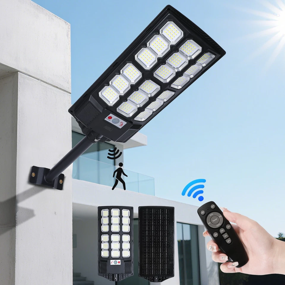 1-4 Lámpara Solar Luces De Calle LED Con Sensor Para Exterior Patio Jardín 1500W Foto 2 de 4