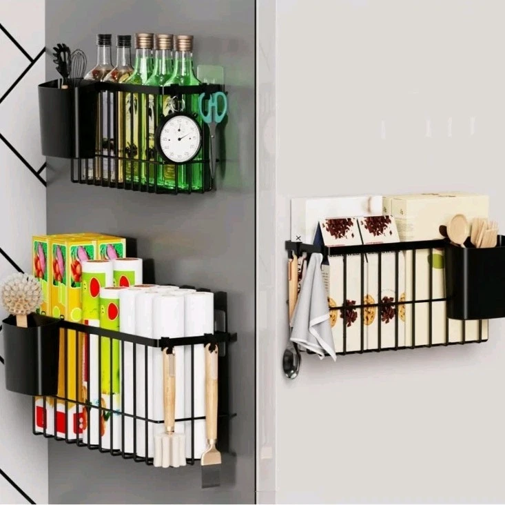 3 Piece Black Self-Adhesive Kitchen Cabinet Door Storage Box Organizers