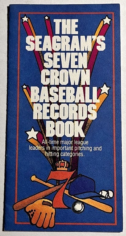 SEAGRAM'S SEVEN BASEBALL RECORD BOOK ~ 1987 Brochure ~ FREE SHIPPING