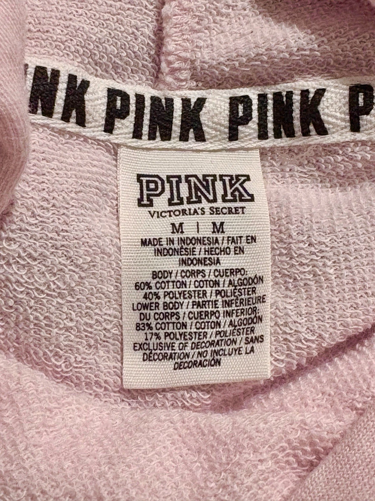 UNDERCOVER Felpa con cappuccio Victorias Secret ROSA media full zip misto cotone VS logo moderna a righe