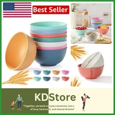 8PC Unbreakable Wheat Straw Cereal Bowls Set MultiColor Dishwasher Microwave ...