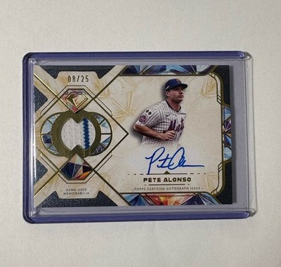 2025 Diamond Icons Pete Alonso On-Card Auto #/25 Game Used Patch Auto METS