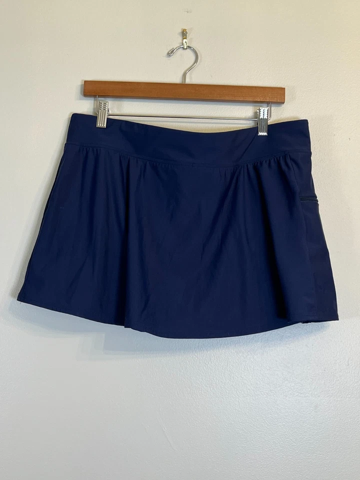 Lot of 2 Women’s Athletic Skirts / Swim Skorts – Size XL & 16 – Navy + Tropical - Image 3 of 4