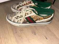 Gucci Tennis 1977 GG Flora Canvas Sneakers Size 10 Floral Web Lace Up Shoes