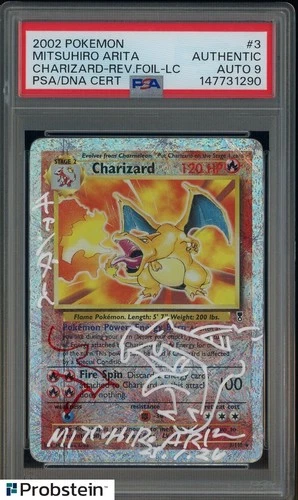 Mitsuhiro Arita Signed 2002 Pokemon Legendary Charizard Reverse PSA/DNA AUTO 9
