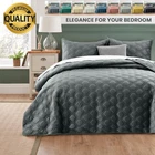 3 Piece Chevron Pattern Reversible Bedspread Quilt Set Soft Bedding Sets Queen
