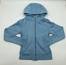 Lululemon Scuba Hoodie Women Blue Thumbhole Pockets Fleece Full Zip Heavy size 2