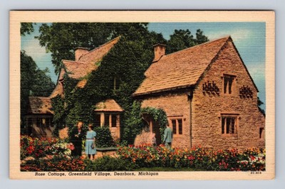Dearborn MI-Michigan, Greenfield Village, Rose Cottage, Vintage Postcard