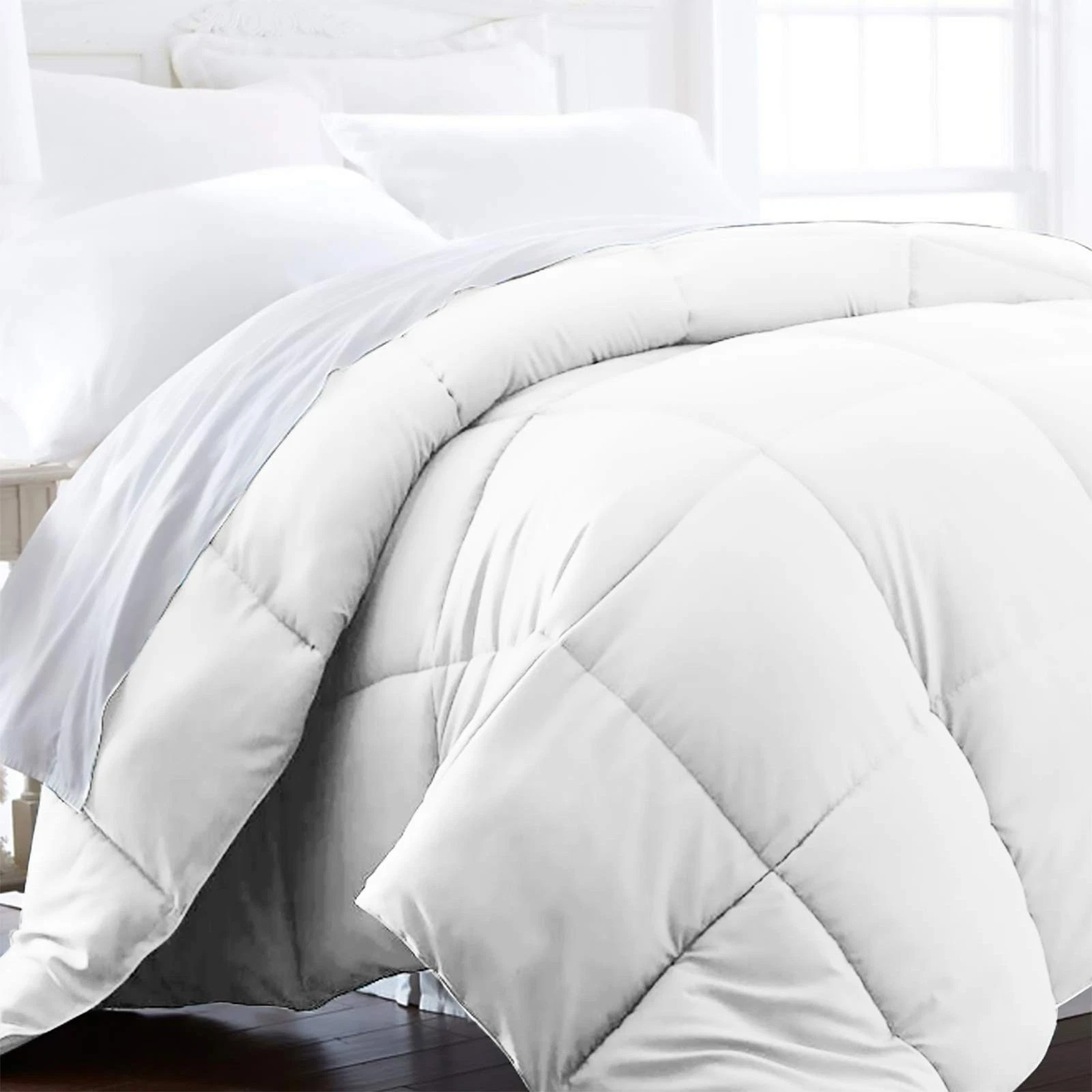 Becky Cameron Beckham Hotel Collection Full/Queen Size Comforter - 1600 Series Down Alternative Home Bedding & Duvet Insert - Pure White - Thumbnail 2