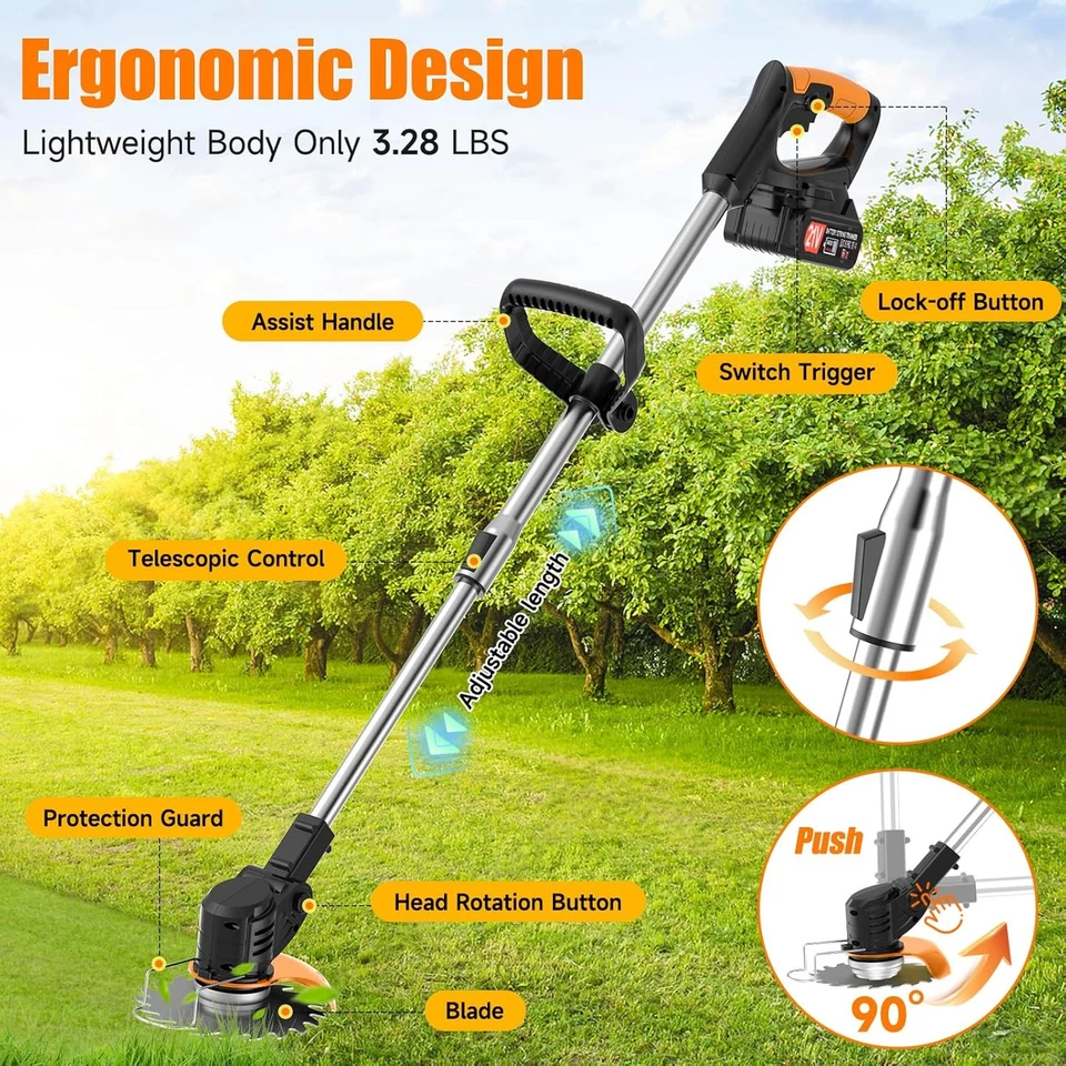 Electric Weed Wacker Cordless Stringless,Grass Trimmer,With 2 Batteries, 1 Charg - Image 2 of 4