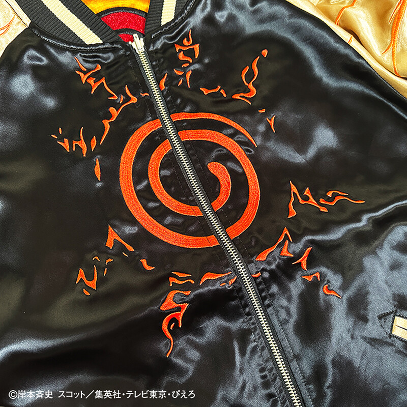 Karakuri Tamashii x Naruto Satin Jacket Sukajan Reversible Black