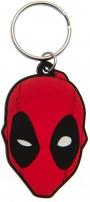 MARVEL DEADPOOL (FACE ) RUBBER KEYCHAIN - KEYRING BRAND NEW