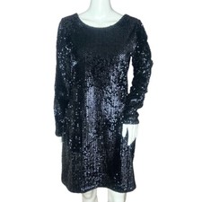 Loft Dress Womens Sheath Black All Over Sequins LBD Party Night Out Size 4
