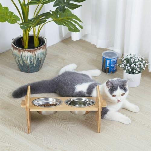 Hundenapf Futternapf Fressnapf Futterstation Hundebar Napf Hund Katze Bambus DHL - Bild 3 von 12