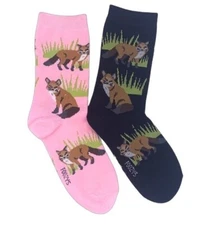 Sly Red Fox Fur Foxy Fennec Foxes Clever Animal 2 Pairs Foozys Women's Socks