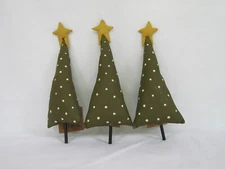 Primitive Style Christmas Tree Ornaments polka dot Evergreen Collins RO-330 3pc