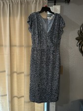 Mac Duggal Women's Size 8 Blue Sequin Beaded Evening Midi Dress Gown, 10766