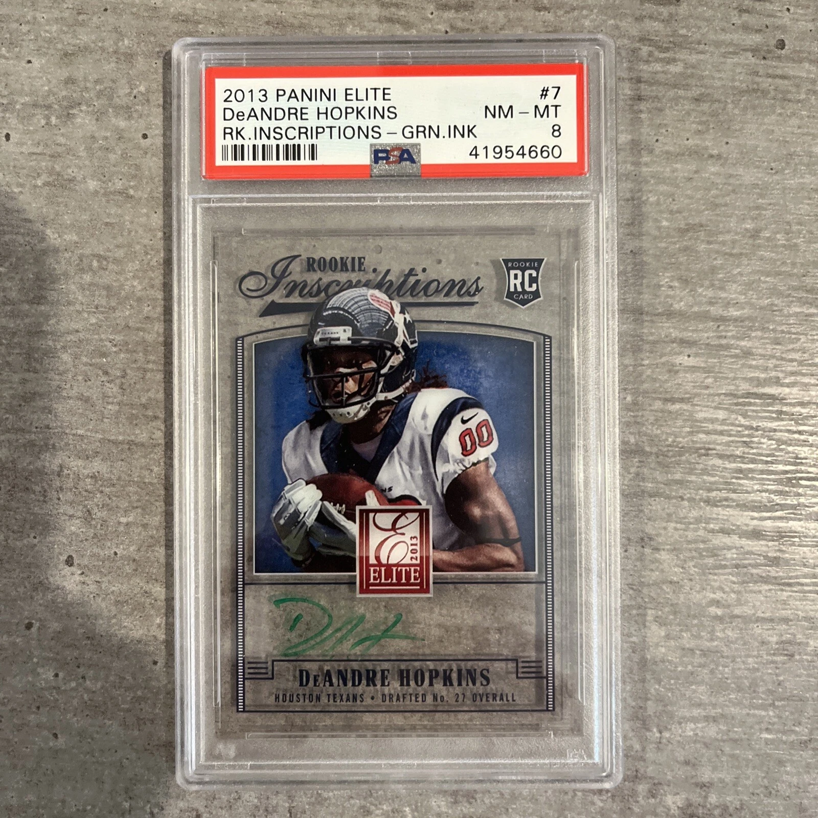 DeAndre Hopkins Panini Elite Rookie Inscriptions #7 Green Ink